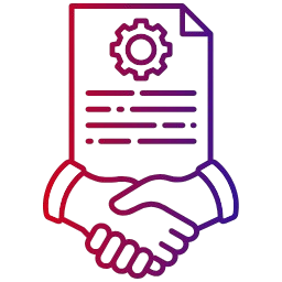 Handshake and document icon representing service level agreement and guaranteed uptime reliability. {{brizy_dc_image_alt imageSrc=